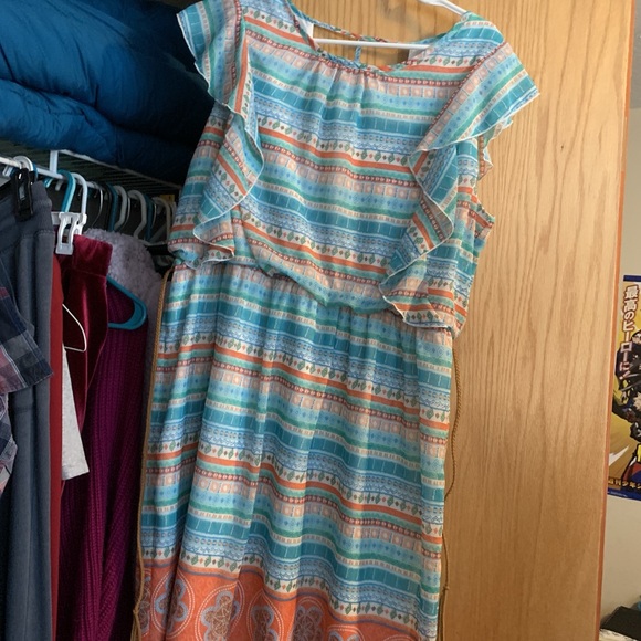 Girls’ Colorful Striped Ruffle Dress - Picture 4 of 8